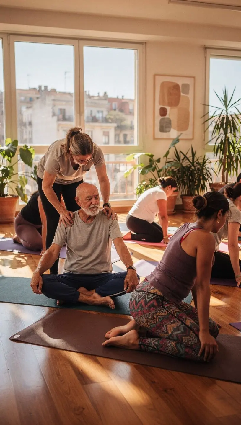 Instrucciones visuales de posturas de yoga diseñadas para aliviar el dolor de espalda y mejorar la flexibilidad.