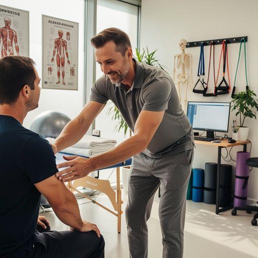 Un ambiente acogedor de estudio de yoga, con luz suave y plantas, ideal para la práctica de cuidados de la espalda.